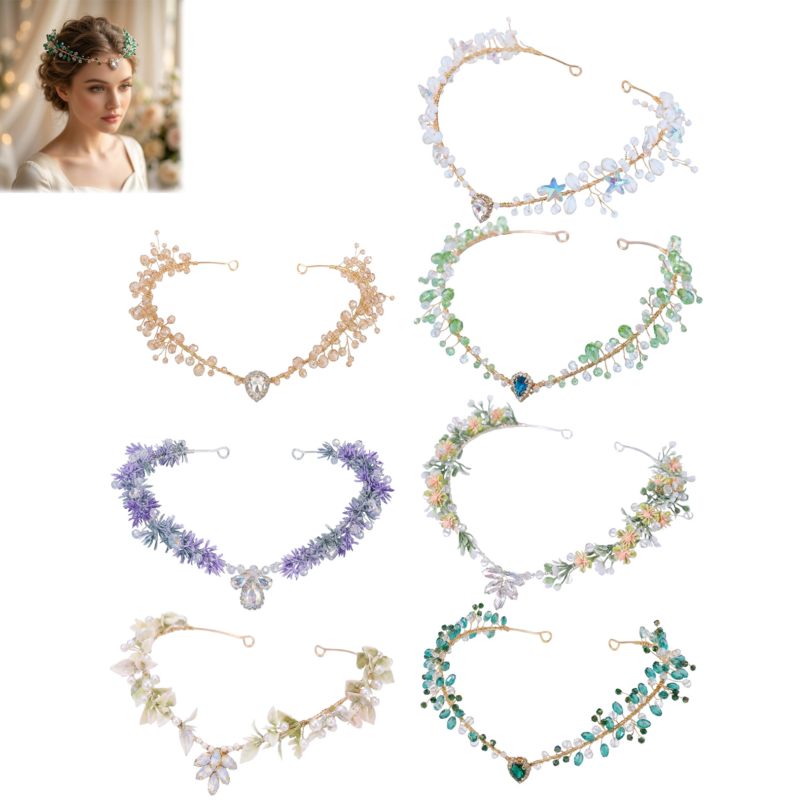 Women Accessories For Wedding - ที่คาดผมเจ้าสาว ประดับคริสตัลรูปสามเหลี่ยม ตกแต่งหน้าผาก ทำจากโลหะผสมและคริสตัลเทียม สำหรับงานแต่งงาน งานปาร์ตี้