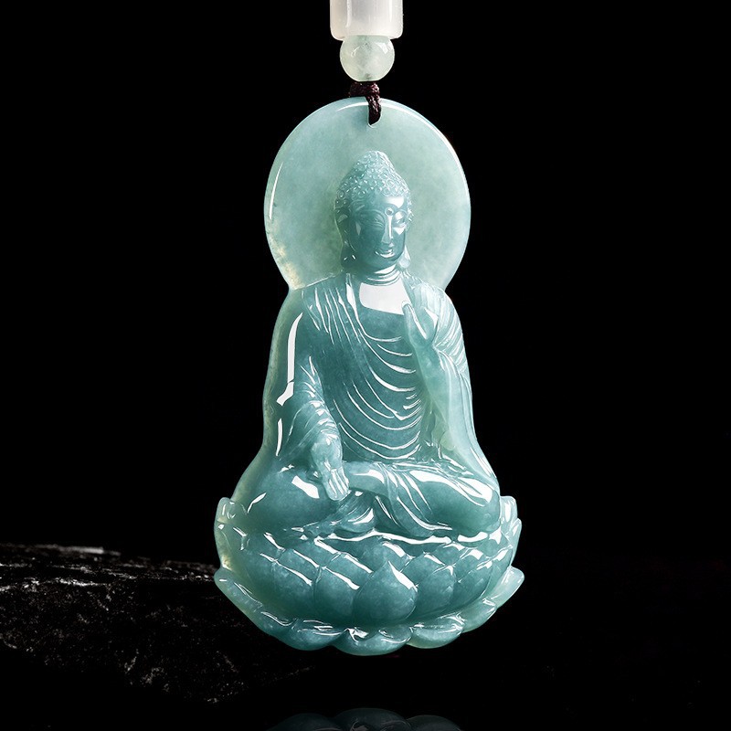 Woman Accessory - หยกพม่าธรรมชาติพระพุทธรูปจี้สร้อยคอแฟชั่นหยกแท้เครื่องประดับหรูหราเครื่องรางอุปกรณ์เสริมของขวัญสำหรับผู้หญิง