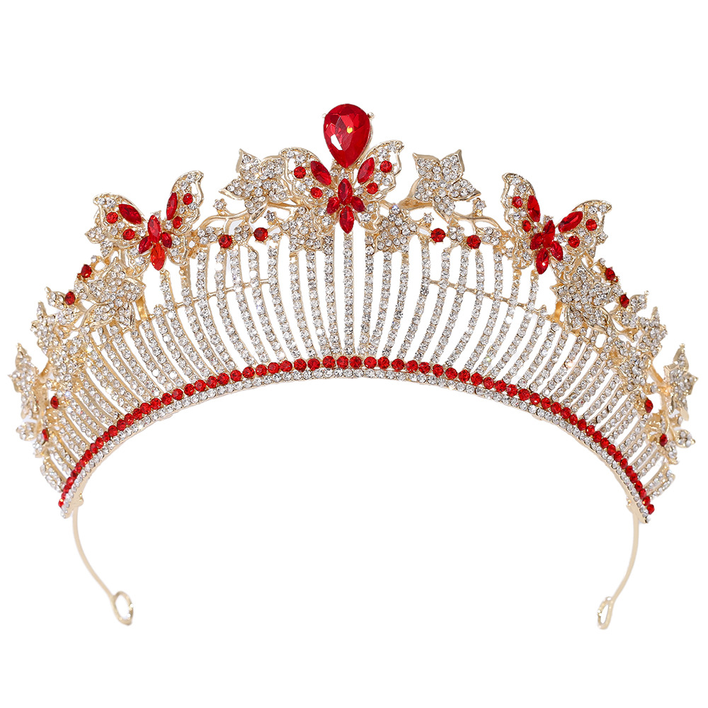 Women Accessories For Wedding - มงกุฎโลหะผสมลายดอกบัวสำหรับเจ้าสาว เครื่องประดับผมสำหรับงานแต่งงาน มงกุฎราชินีสำหรับผู้หญิง