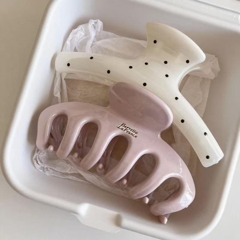 Women'S Korean Accessories - กิ๊บติดผมอะคริลิคทรงกระดูกมังกรขนาดใหญ่สไตล์ฝรั่งเศส ลายจุด โค้งด้านหลังศีรษะ แบบหนีบ สำหรับตกแต่งผม