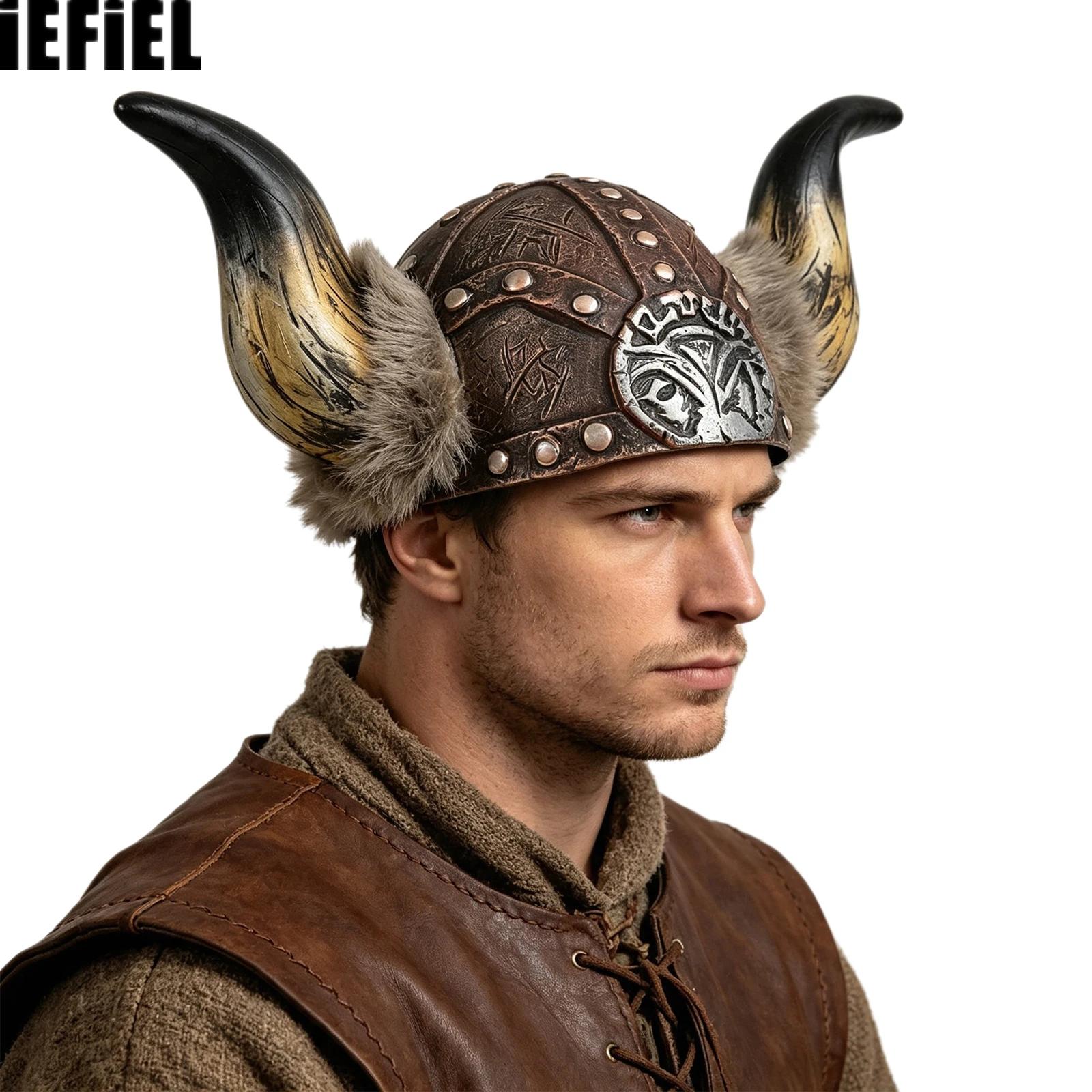 Women'S Viking Accessories - หมวกนักรบไวกิ้งสำหรับผู้ชายและผู้หญิง พร้อมเขาตกแต่งขนเฟอร์เทียม อุปกรณ์เสริมสำหรับคอสตูมงานปาร์ตี้ฮาโลวีนและคอสเพลย์