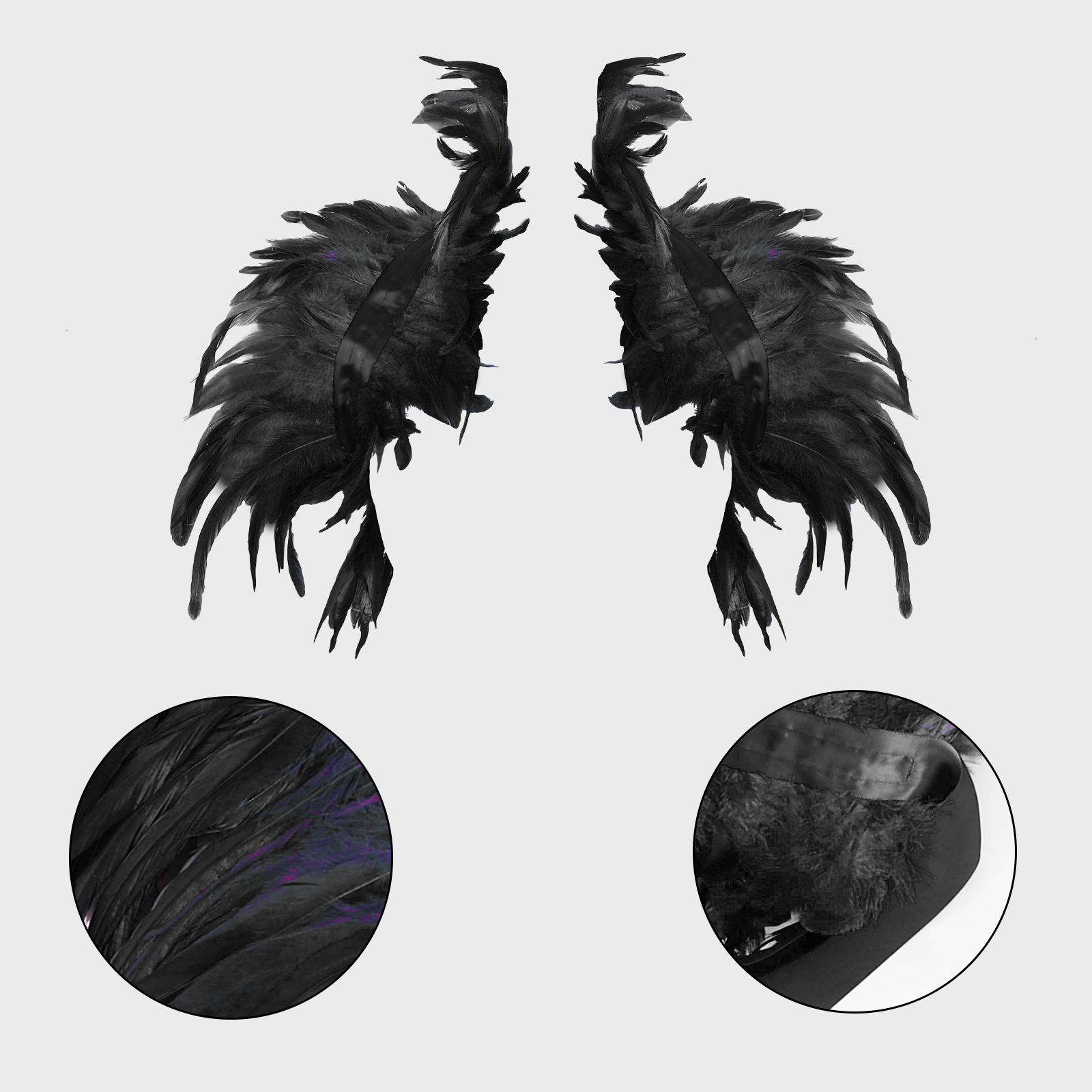 Women Accessories In Amazon - Amazon Cross-border Gothic Feather Shawl ปาร์ตี้ฮาโลวีน