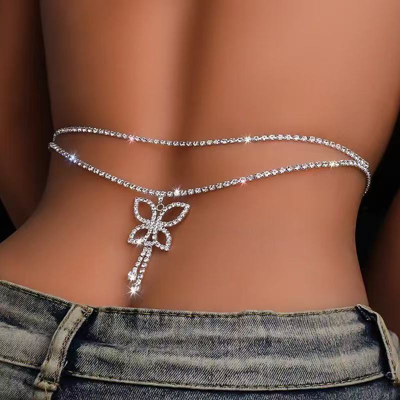 Women Accessories Dropshipping - เครื่องประดับร่างกายหรูหรา สายโซ่คู่ประดับคริสตัลรูปหยดน้ำ สำหรับผู้หญิง สายคาดเอวคริสตัล ตกแต่งร่างกาย