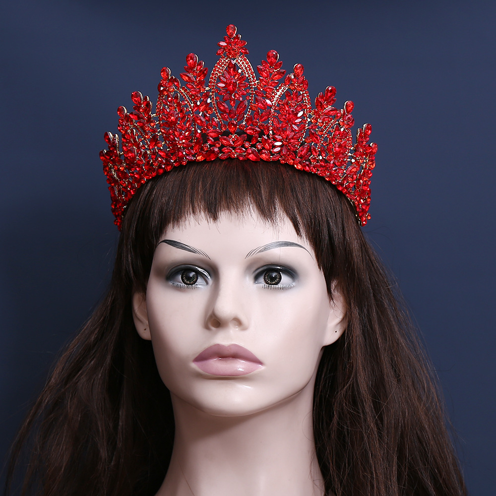 Women Accessories For Wedding - มงกุฎเจ้าสาวสไตล์บาโรกยุโรปและอเมริกา มงกุฎคริสตัลอัลลอยด์สำหรับงานแต่งงาน เครื่องประดับผม มงกุฎ
