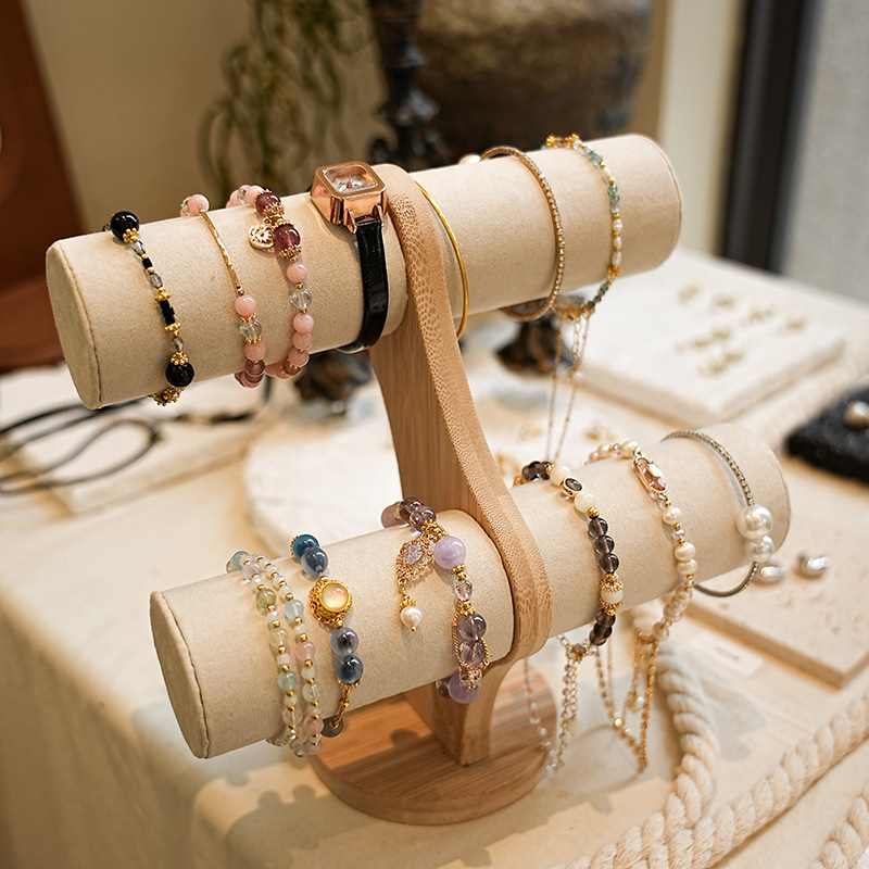 Women Accessories Display - Double Layer Rack Organizer เครื่องประดับไม้สร้อยข้อมือจัดเก็บนาฬิกา Hard