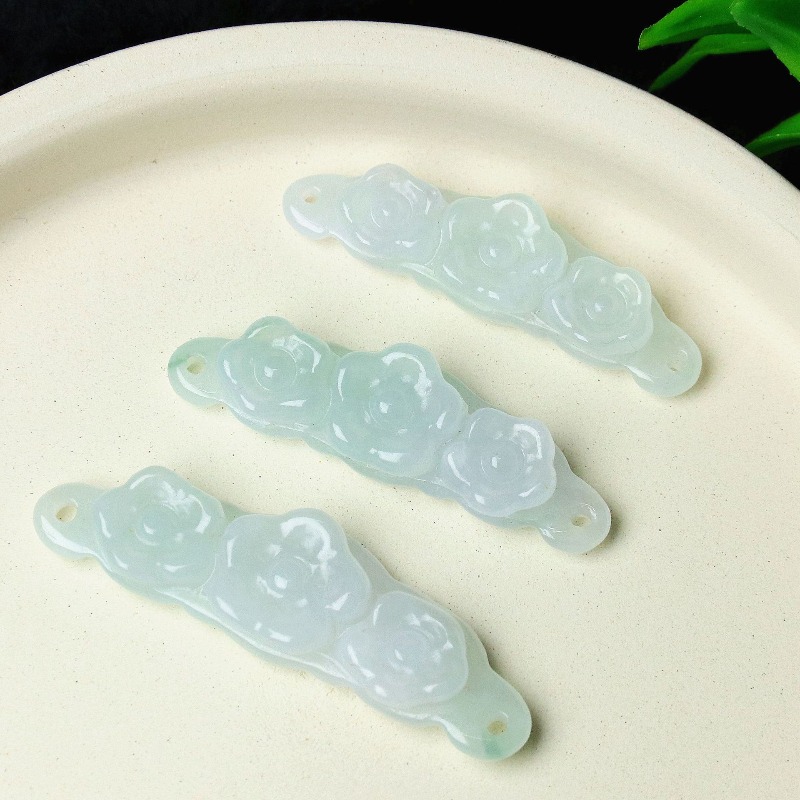 Woman Accessory - 1 ชิ้น จี้หยกธรรมชาติรูปดอกไม้ อุปกรณ์ DIY เครื่องประดับหรูหรา