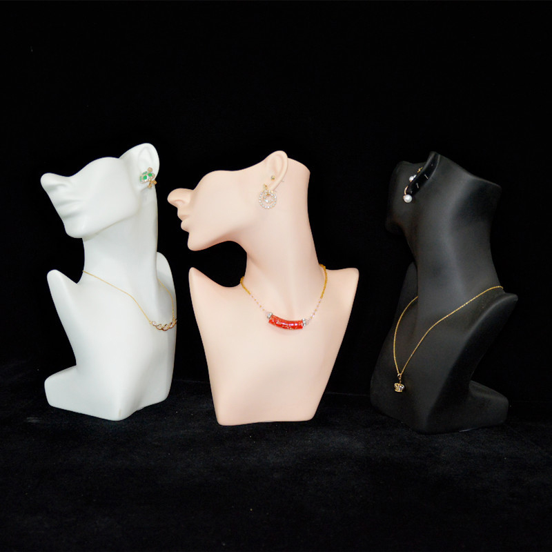 Women Accessories Display - หัวหุ่นครึ่งหน้าสีขาวสำหรับโชว์เครื่องประดับ ที่วางจัดเก็บต่างหู สร้อยคอ จี้ และเครื่องประดับแฟชั่น