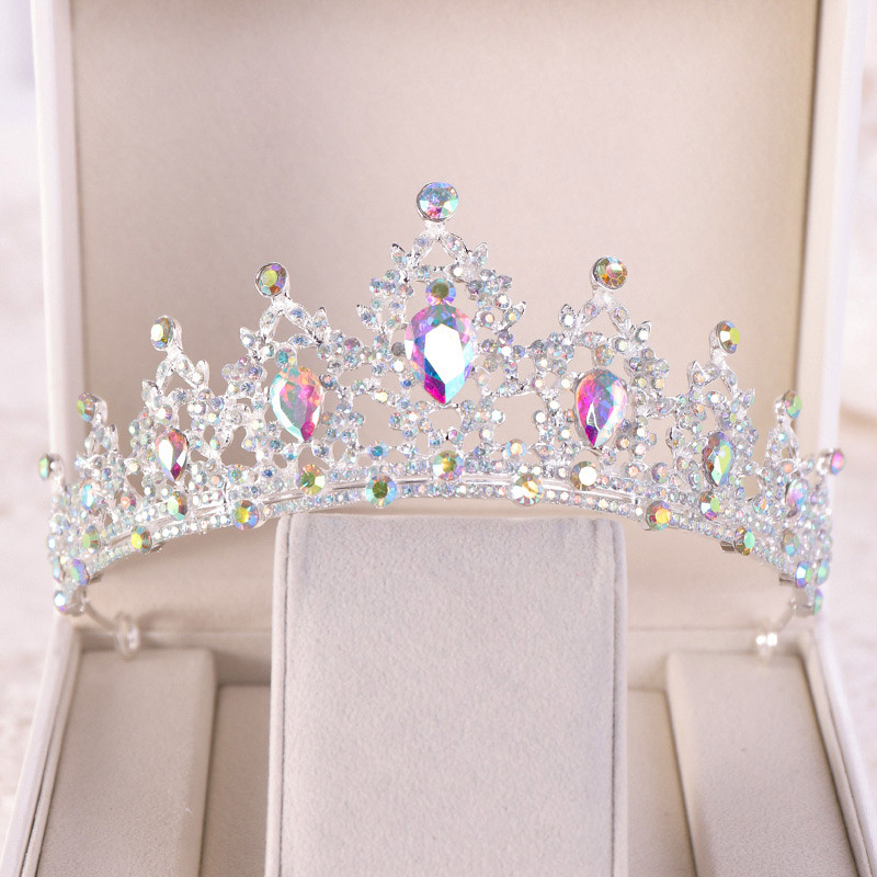Queen Accessories - เครื่องประดับผมงานแต่งงาน มงกุฎเจ้าสาว สไตล์บาโรก ประดับคริสตัลและเพชรเทียม มงกุฎสำหรับงานปาร์ตี้ งานพรอม