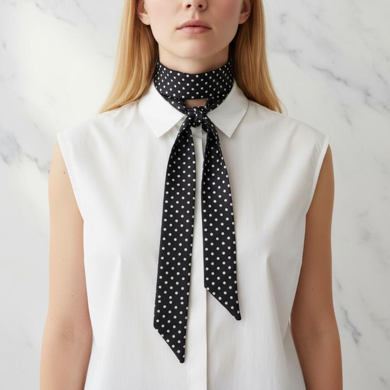 Women'S Korean Accessories - ผ้าพันคอไหมลายจุดแฟชั่น อุปกรณ์ตกแต่งผมอเนกประสงค์ ผ้าคาดผมสไตล์เกาหลี ผ้าพันคอไหมหรูหรา สายคาดเอว แพ็คเกจของตกแต่งแขวน