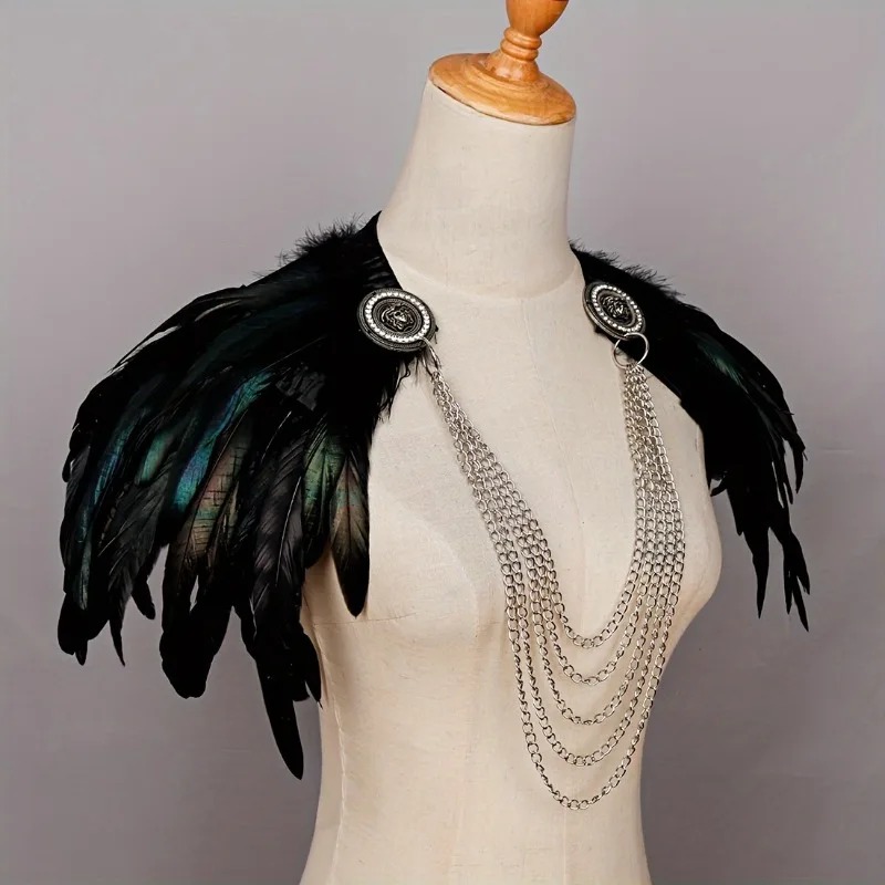 Women'S Viking Accessories - 1 ชิ้นไวกิ้งสไตล์ Feather Cape Shawl -