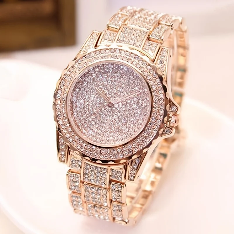 Women Accessories Display - นาฬิกาควอตซ์แฟชั่นผู้หญิงทำจากเหล็กเต็มรูปแบบประดับคริสตัล