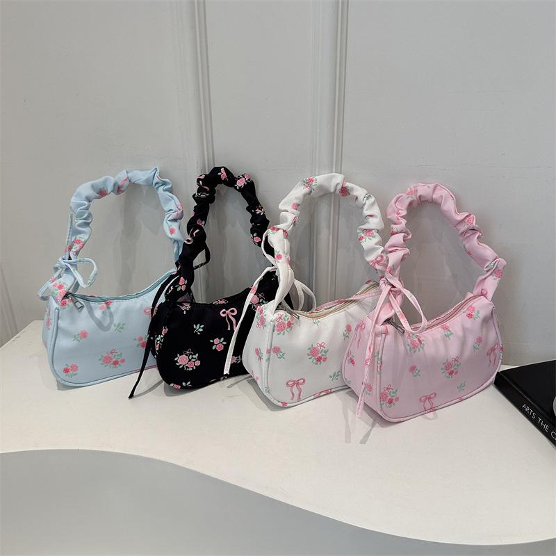 Women'S Korean Accessories - กระเป๋าสะพายผ้าแคนวาสสไตล์เกาหลีพร้อมลายโบว์ดอกไม้น่ารัก กระเป๋าถืออินเทรนด์สำหรับสาวๆ ใช้ได้ทุกฤดูกาล