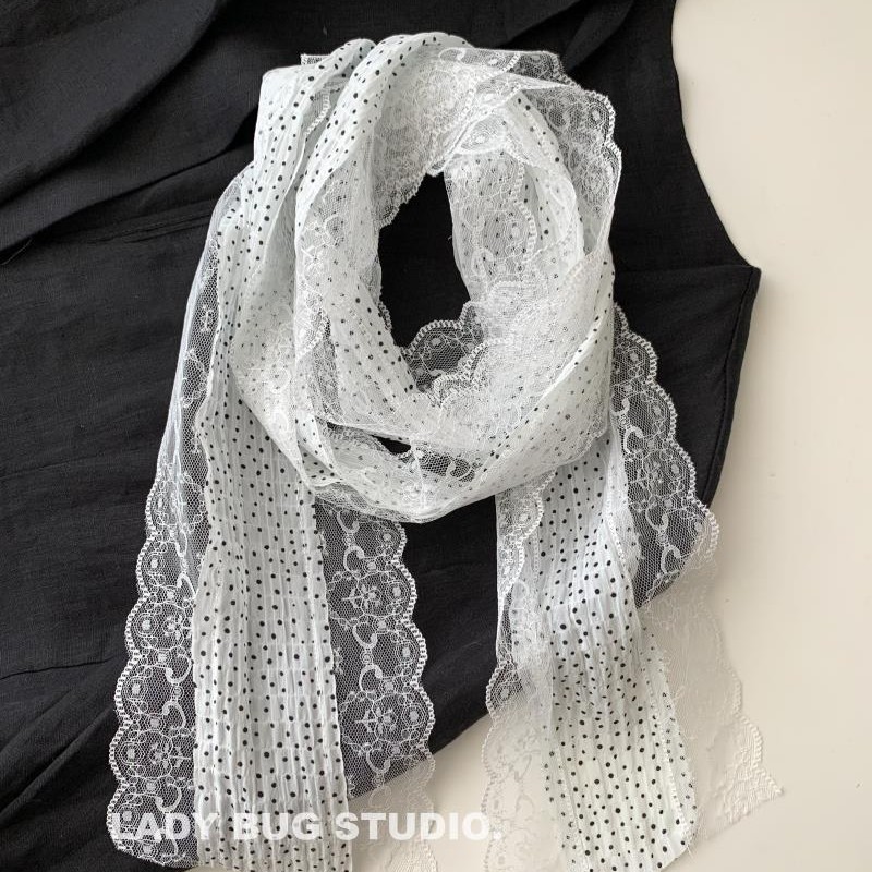 ผ้าพันคอผ้าลูกไม้ลายจุดสไตล์ฝร - Women'S Korean Accessories บทวิจารณ์และราคา