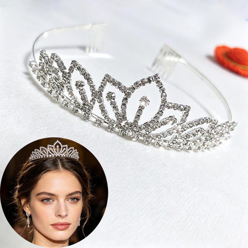 สีเงินประกายมงกุฎไรน์สโตนเครื่ - Women Accessories For Wedding บทวิจารณ์และราคา