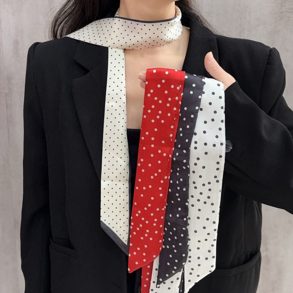 แฟชั่นผ้าพันคอไหมขอบแคบลายจุด  - Women'S Korean Accessories บทวิจารณ์และราคา