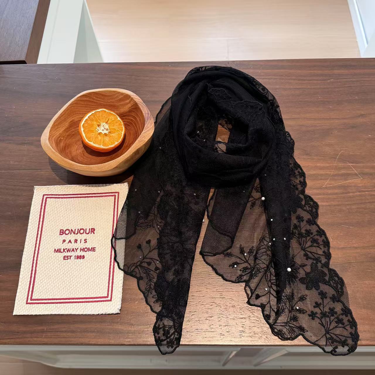 ผ้าพันคอยาวลูกไม้มุกหรูหราสำหร - Women'S Korean Accessories บทวิจารณ์และราคา