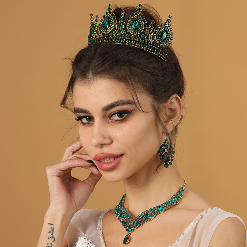 มงกุฎและมงกุฎคริสตัลสีเขียวราช - Women Accessories Dropshipping บทวิจารณ์และราคา